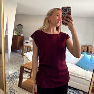 Banana Republic Side-Shirred Blouse - Bright Wine